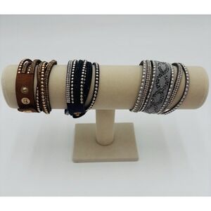 Boho Wrap Bracelet Rhinestone Multi Strand Festival Coachella Western Bling